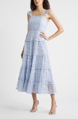pleated seamed bodice jacquard maxi cocktail dress chelsea28 Chelsea28 Floral Jacquard Gown In Blue Escape - 53% Off