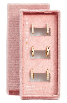 Chelsea28 Chelsea28 Gift Boxed Set of 3 Demi Fine Huggie Hoop Earrings