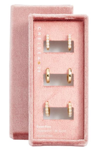 Chelsea28 Chelsea28 Gift Boxed Set of 3 Demi Fine Huggie Hoop Earrings