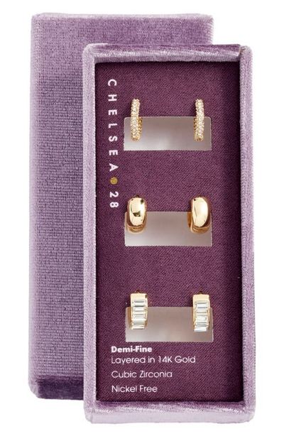 Chelsea28 Chelsea28 Gift Boxed Set of 3 Huggie Hoop Earrings