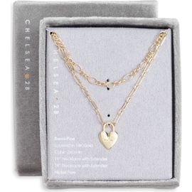 Chelsea28 Chelsea28 Pavé Cubic Zirconia Heart Pendant Demi Fine Two-Row Necklace