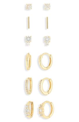 Chelsea28 Chelsea28 Set of 6 Cubic Zirconia Stud & Huggie Hoop Earrings