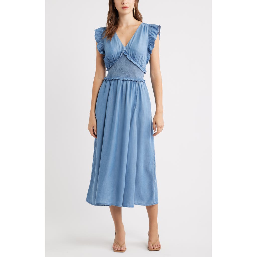 Chelsea28 Chelsea28 Smocked Chambray Midi Dress