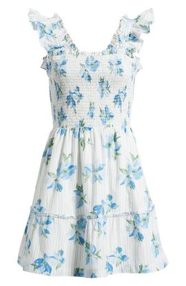 Chelsea28 Chelsea28 Smocked Tiered Cotton Ruffle Trim Minidress