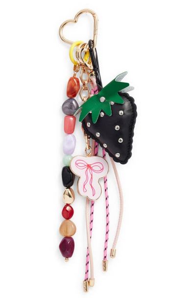 Chelsea28 Chelsea28 Strawberry & Bow Beaded Faux Leather Bag Charm
