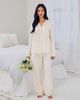 Chelsea Peers Chelsea Peers Bridal ''just married'' camp collar sleepwear set with ruffle hem and cuffs in white - 2