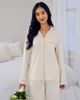 Chelsea Peers Chelsea Peers Bridal ''just married'' camp collar sleepwear set with ruffle hem and cuffs in white - 3