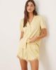 Chelsea Peers Chelsea Peers Bridesmaids satin button up shirt and tulip hem shorts sleepwear set with lace cuffs in yellow - 1