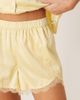 Chelsea Peers Chelsea Peers Bridesmaids satin button up shirt and tulip hem shorts sleepwear set with lace cuffs in yellow - 2