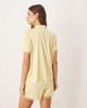 Chelsea Peers Chelsea Peers Bridesmaids satin button up shirt and tulip hem shorts sleepwear set with lace cuffs in yellow - 4