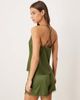 Chelsea Peers Chelsea Peers Bridesmaids satin cross back cami top and tulip hem shorts sleepwear set in khaki green - 2