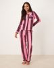 Chelsea Peers Chelsea Peers cotton long sleeve revere pajama set in multi stripe print-pink - 2