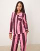 Chelsea Peers Chelsea Peers cotton long sleeve revere pajama set in multi stripe print-pink - 3