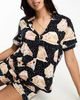 Chelsea Peers Chelsea Peers Exclusive gingerbread print short sleeve top and short pajama set in navy - 3