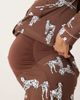 Chelsea Peers Chelsea Peers Exclusive Maternity Dalmation long sleeve revere top & pants pajama set in chocolate brown - 3