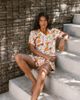 Chelsea Peers Chelsea Peers fiesta siesta all over print v-neck button up shirt and shorts sleepwear set in multi - 2
