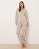 Chelsea Peers Chelsea Peers jersey camp collar pajama set in green checkerboard leopard print - 3