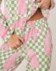 Chelsea Peers Chelsea Peers jersey camp collar pajama set in green checkerboard leopard print - 4