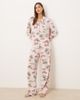 Chelsea Peers Chelsea Peers leopard summer print jersey camp collar pajama set in pink - 1