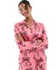 Chelsea Peers Chelsea Peers satin long sleeve revere pajama set in bow print-pink - 1