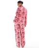 Chelsea Peers Chelsea Peers satin long sleeve revere pajama set in bow print-pink - 3