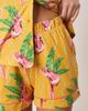 Chelsea Peers Chelsea Peers short sleeve jersey camp collar shirt and shorts pajama set in wiggle stripes and toucan print-Orange - 3