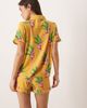 Chelsea Peers Chelsea Peers short sleeve jersey camp collar shirt and shorts pajama set in wiggle stripes and toucan print-Orange - 4