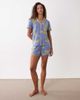Chelsea Peers Chelsea Peers short sleeve jersey camp collar shirt and shorts pajama set with leopard print in blue - 2