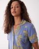 Chelsea Peers Chelsea Peers short sleeve jersey camp collar shirt and shorts pajama set with leopard print in blue - 3
