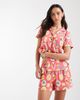 Chelsea Peers Chelsea Peers short sleeve jersey camp collar shirt and shorts set in multi tropical print-pink - 1