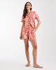 Chelsea Peers Chelsea Peers short sleeve jersey camp collar shirt and shorts set in multi tropical print-pink - 2