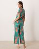 Chelsea Peers Chelsea Peers short sleeve jersey crew neck sleepwear set in pineapple striped print-Green - 4