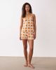 Chelsea Peers Chelsea Peers sunshine grid ruched cami top with button side shorts sleepwear set in multi - 4