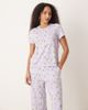 Chelsea Peers Chelsea Peers t-shirt with straight leg pants pajama set in lilac martini and olives striped print-Purple - 1
