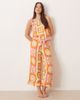 Chelsea Peers Chelsea Peers tropical grid print cheesecloth cami top and long pants sleepwear set in multi - 1