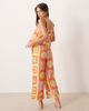 Chelsea Peers Chelsea Peers tropical grid print cheesecloth cami top and long pants sleepwear set in multi - 4