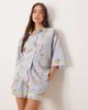 Chelsea Peers Chelsea Peers tropical line drawing striped print short sleeve sleepwear set in multi - 2