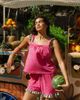 Chelsea Peers Chelsea Peers watermelon polka dots ruffle trim swing tank top and ruffle trim shorts sleepwear set in pink - 3
