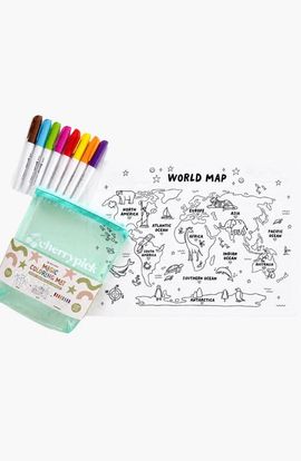 Cherrypick Cherrypick Magic Coloring Mat Silicone Washable and Reversible Coloring Placemat and Markers Set