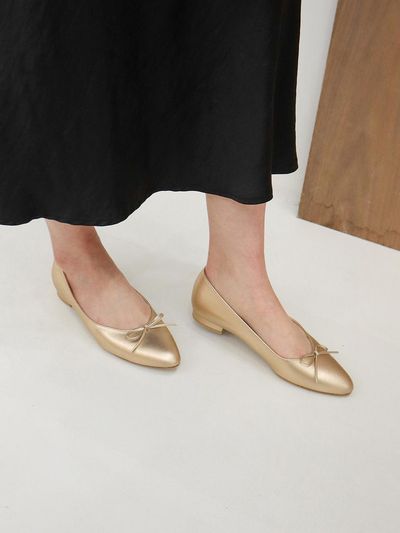CHERTOI SEOUL Amor Ribbon Flat Shoes_Gold