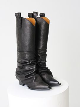 CHERTOI SEOUL Drape Western Long Boots Black