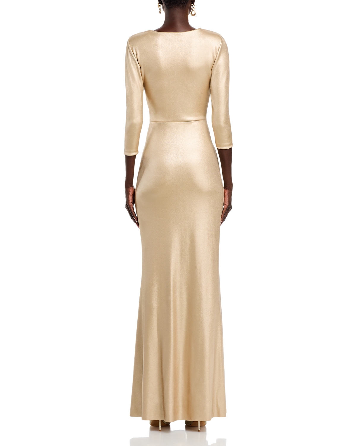slim fit dress slacks SAME Metallic Twist Maxi Dress | Gold