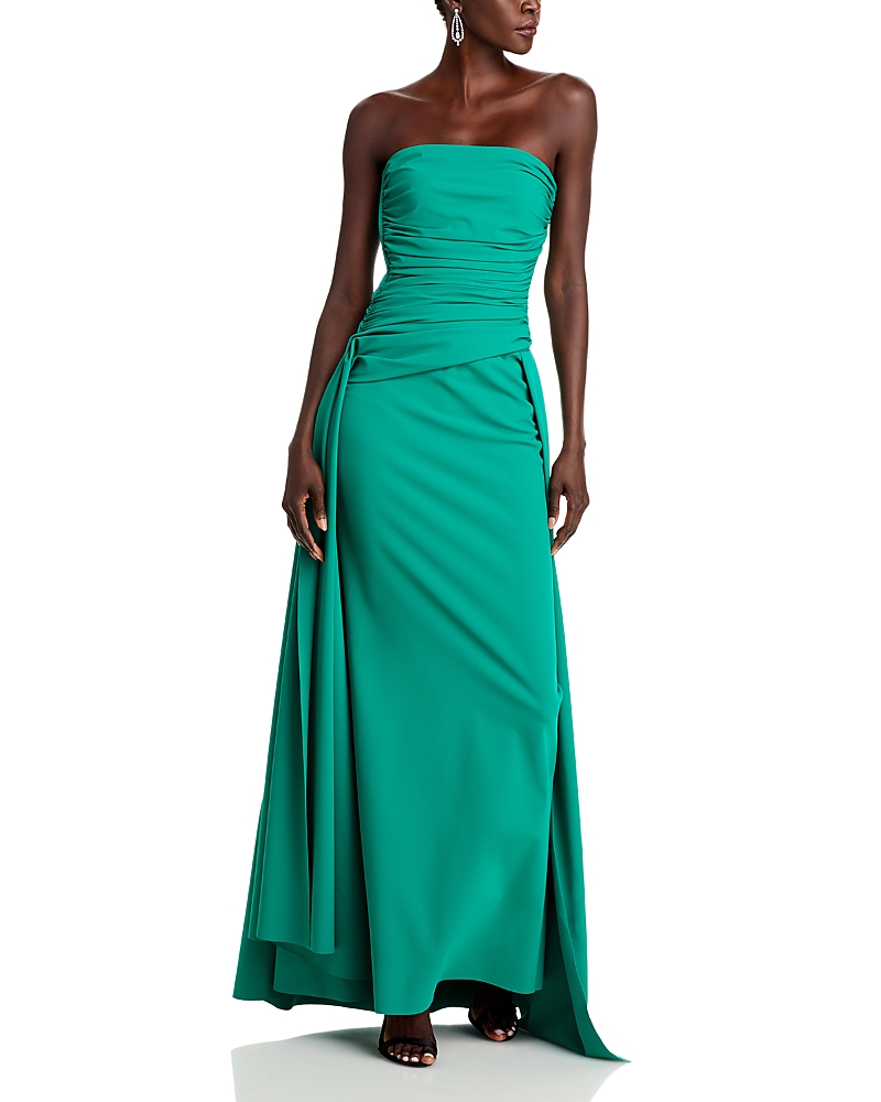 chiara boni la petite robe gowns & formal dresses Chiara Boni La Petite Robe Women's Harlee Taffeta Bow Gown - Blue Notte main image 1
