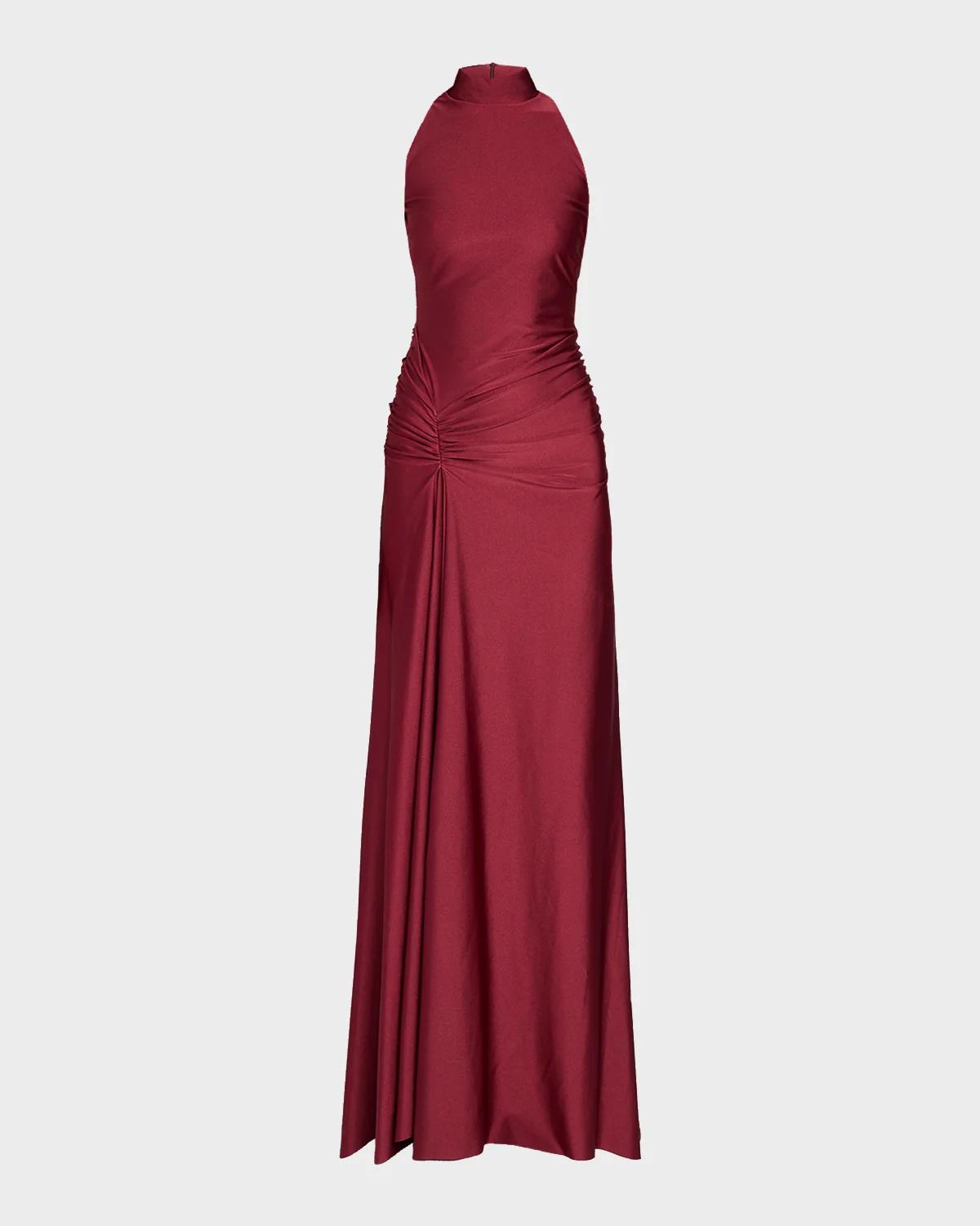 Chiara Boni La Petite Robe Draped Mock-Neck Column Gown