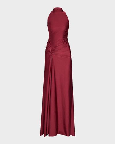 Chiara Boni La Petite Robe Draped Mock-Neck Column Gown