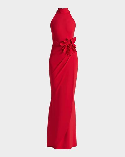 Chiara Boni La Petite Robe Gudruly Floral-Appliqué Halterneck Gown