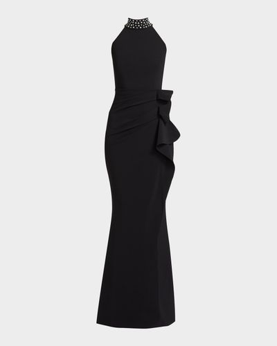 Chiara Boni La Petite Robe Gudrum Faux Pearl Ruffle Gown