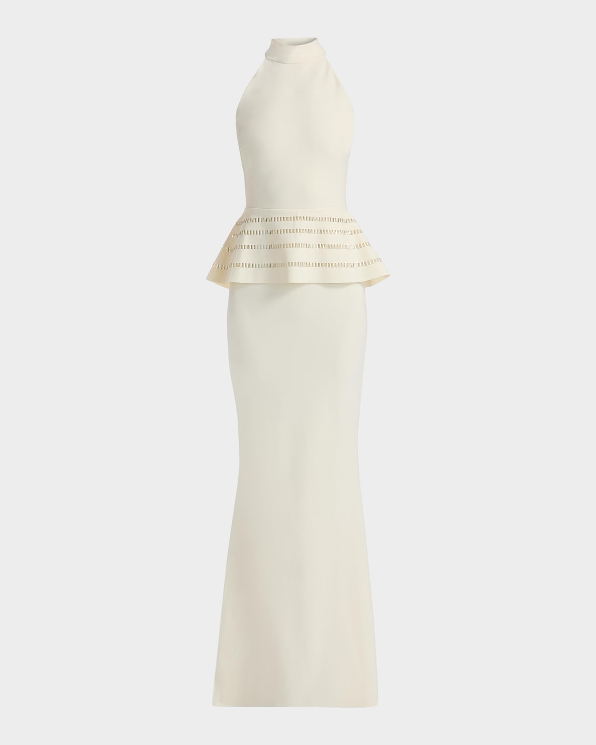 Chiara Boni La Petite Robe Imera Laser Cut Peplum Gown