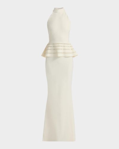 Chiara Boni La Petite Robe Imera Laser Cut Peplum Gown