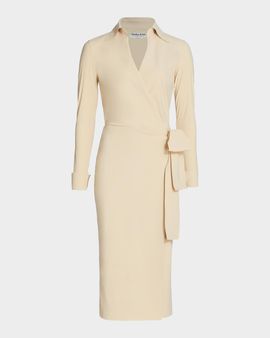 Chiara Boni La Petite Robe Kamala Shirt-Collar Jersey Wrap Dress